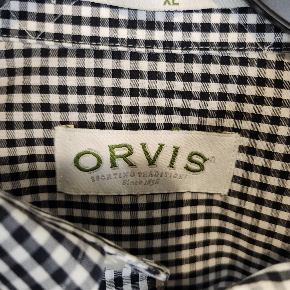 Orvis Men's Black And White Micro Plaid Button Down Casual Shirt Size XL NWOT - Picture 6 of 7